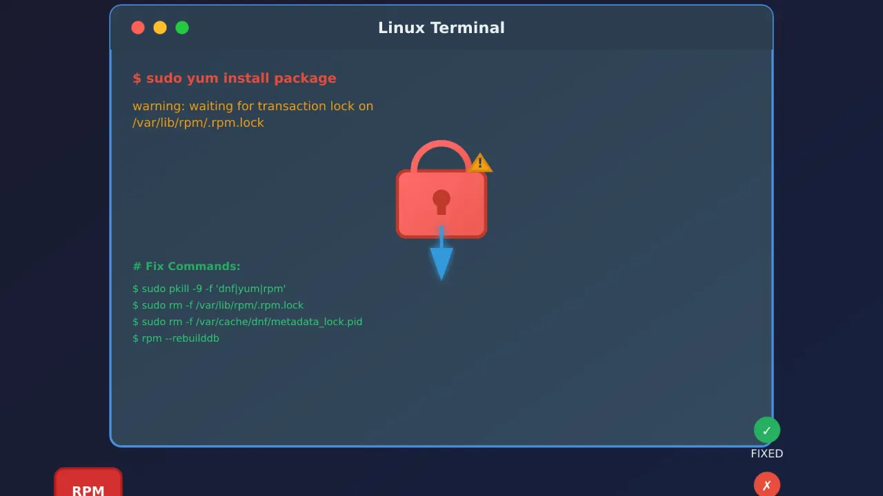 Fix Warning: Waiting for Transaction Lock on /var/lib/rpm/.rpm.lock